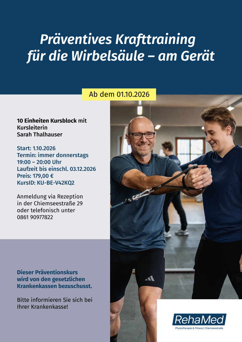 Präventivestraining für die Wirbelsäule im Reha Med in Traunstein im Oktober 2026