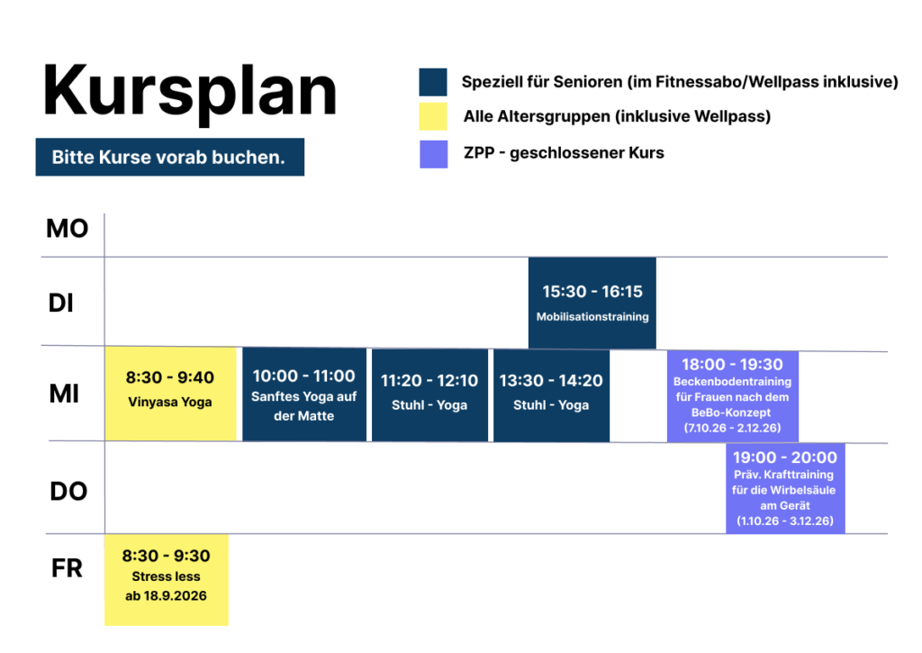 Aktueller Kursplan von Reha Med Traunstein