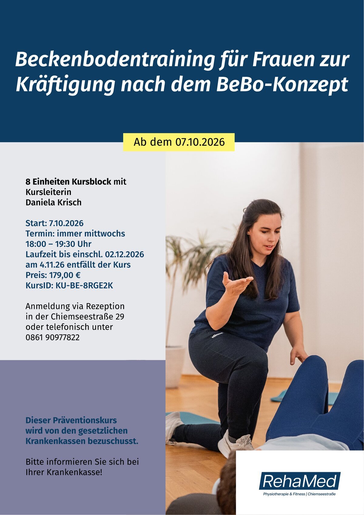 Präventives Krafttraining für die Wirbelsäule am Gerät, Kurs ab 1.10.2026, donnerstags 19-20 Uhr, Reha Med Traunstein